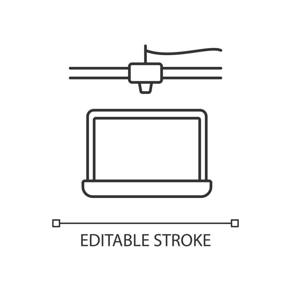 3d printed laptop linear icon vector