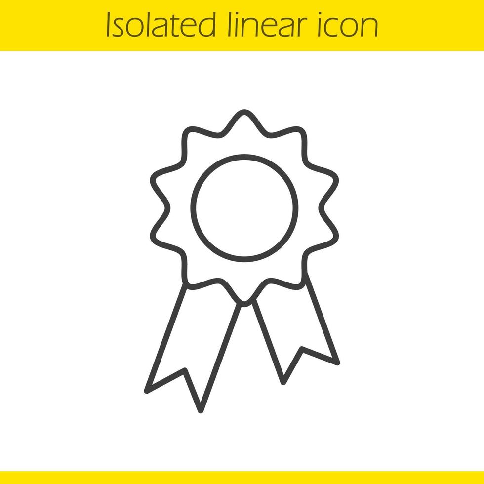 Seal stamp with ribbon linear icon. Thin line illustration. Award contour symbol. Vector isolated outline drawing