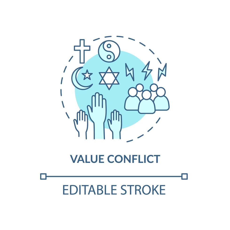 Valor conflicto concepto icono azul vector