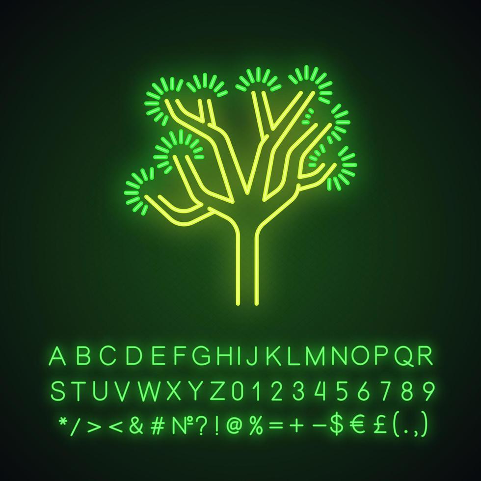 icono de luz de neón del árbol de joshua vector