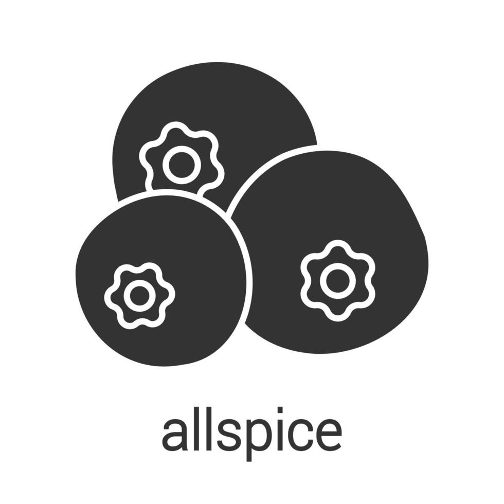 Allspice glyph icon. Silhouette symbol. Negative space. Vector isolated illustration