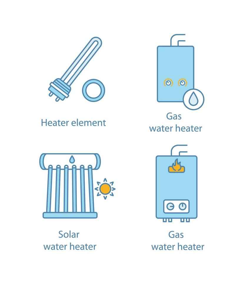 Heating color icons set vector