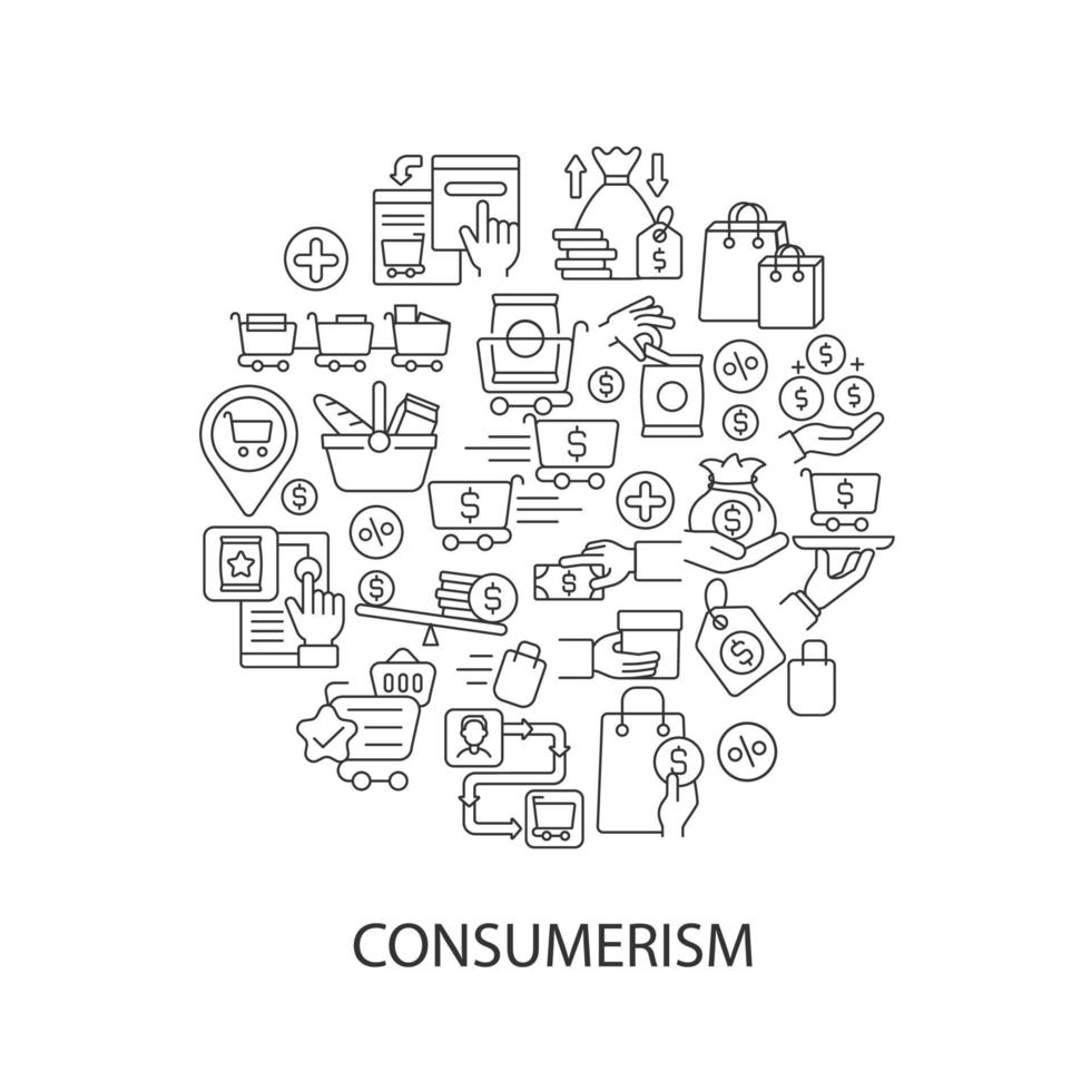 Consumerism abstract linear concept layout with headline vector