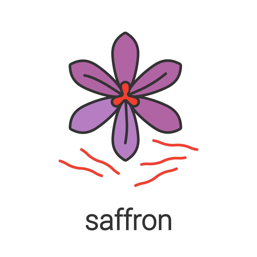 Saffron color icon. Crocus. Isolated vector illustration