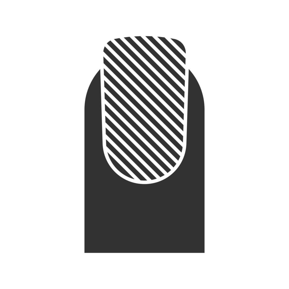 Matte nail polish glyph icon. Silhouette symbol. Classic manicure. Negative space. Vector isolated illustration