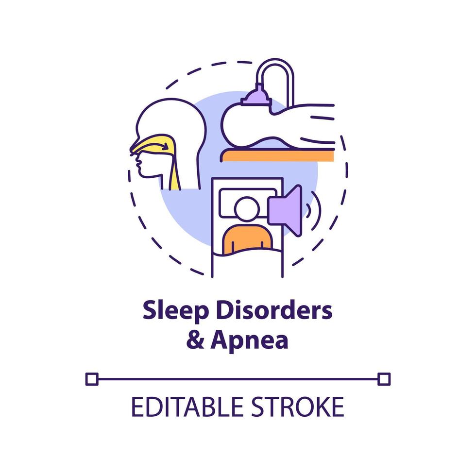 Sleep disorders and apnea concept icon vector