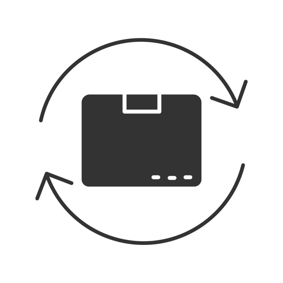 Parcel return service glyph icon vector