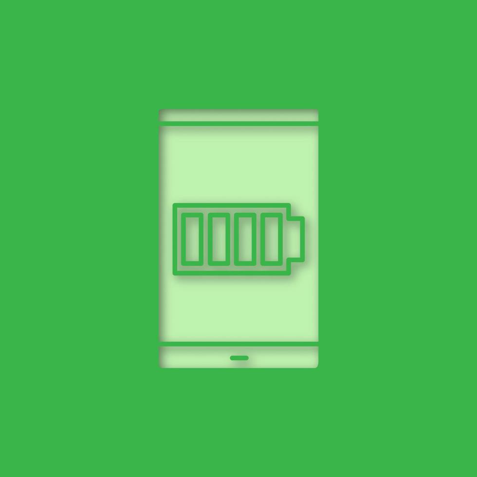 Smartphone high battery paper cut out icon vector