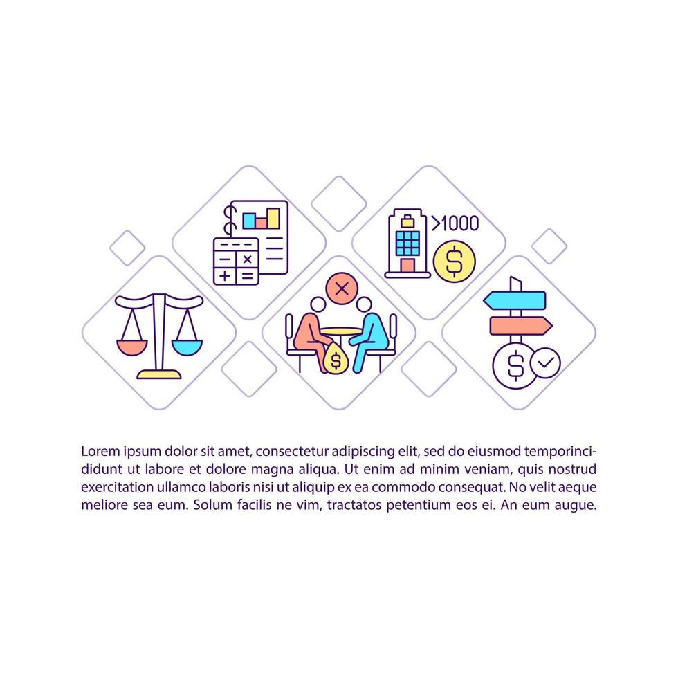 Iconos de línea de concepto de responsabilidad social corporativa con texto vector