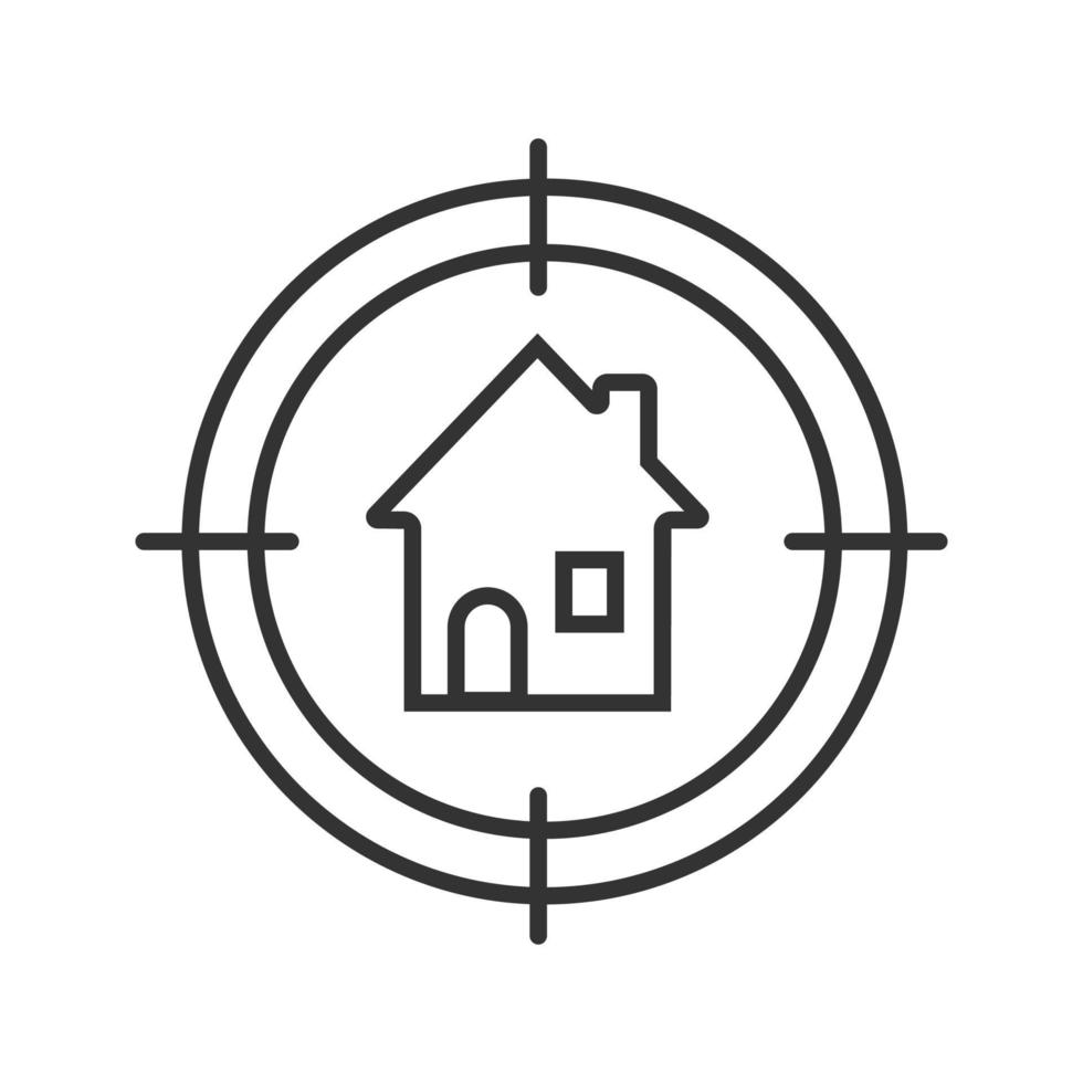 House searching linear icon. Home finder thin line illustration. contour symbol. House hunt. Looking for apartment. Vector isolated outline drawing