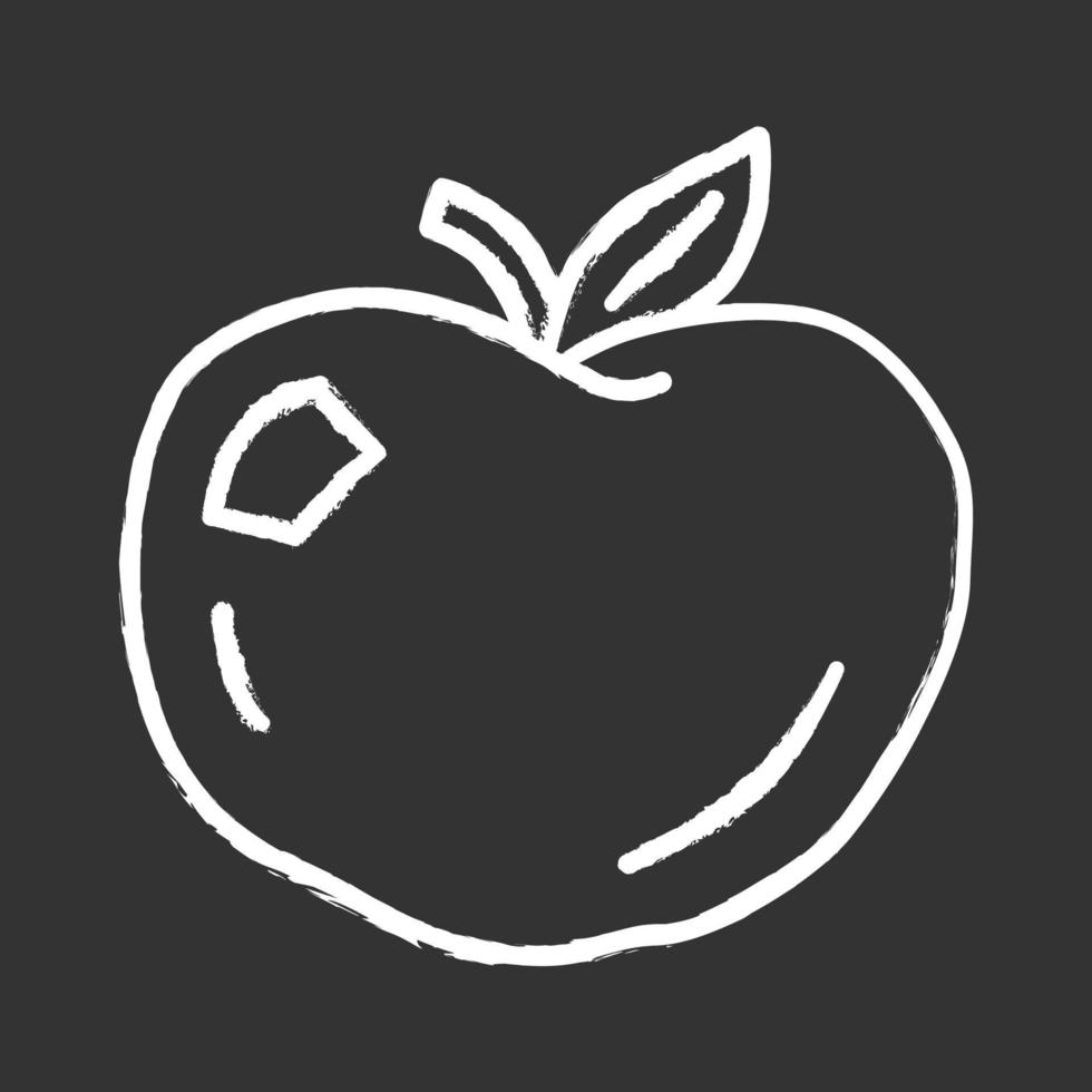 Ripe apple chalk icon. Organic fresh fruit isolated vector chalkboard illustration. Healthy food, vegetarian nutrition, vitamin diet symbol. Natural juice, american pie ingredient. Delicious dessert