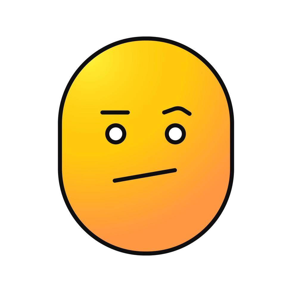 Bored smiley color icon. Confused face. Isolated vector illustration