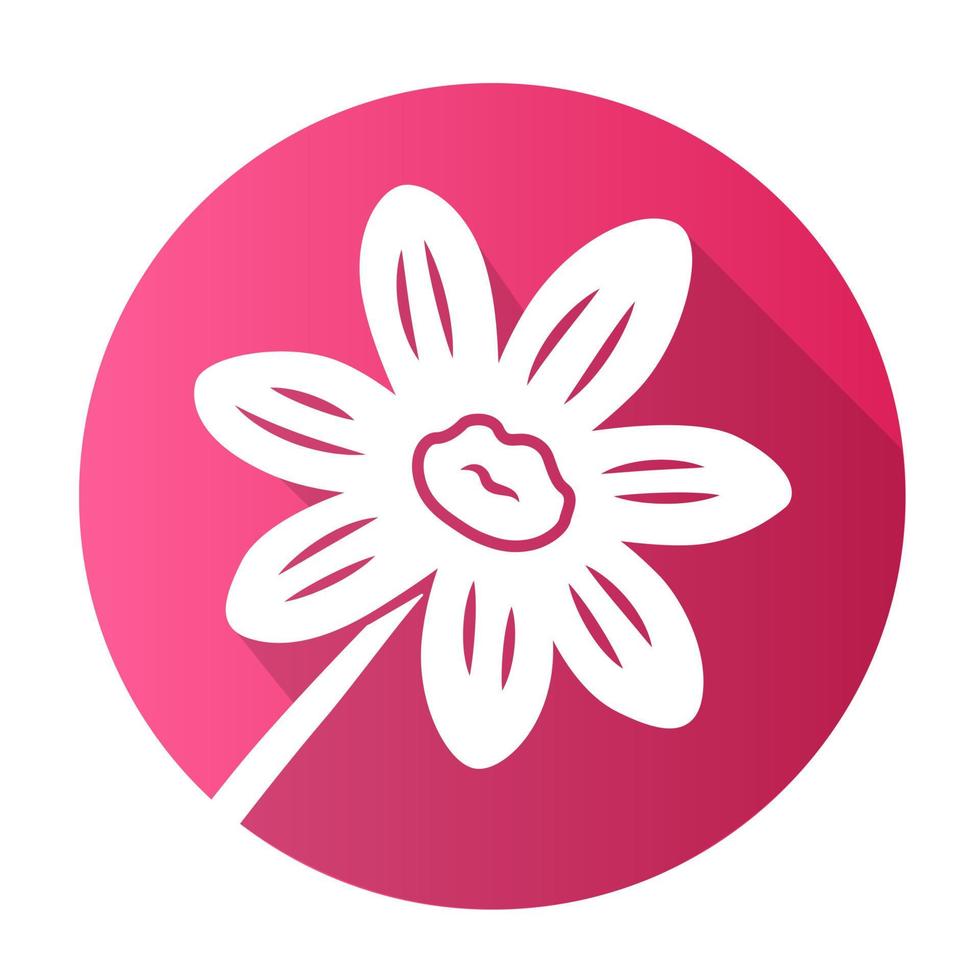 coreopsis púrpura rosa diseño plano larga sombra glifo icono. flor del jardín de rudbeckia. planta de calliopsis. margarita floreciente, flores silvestres de manzanilla. ilustración de silueta de vector