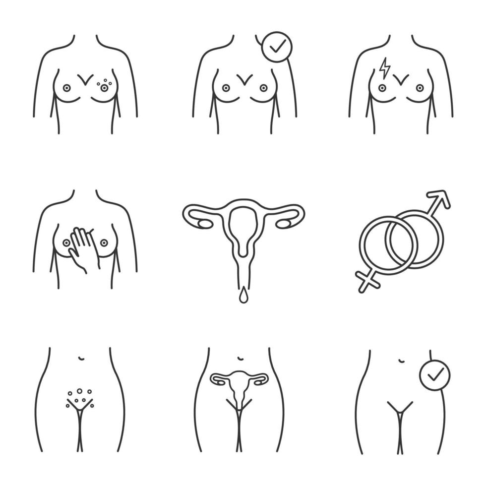 Gynecology linear icons set vector