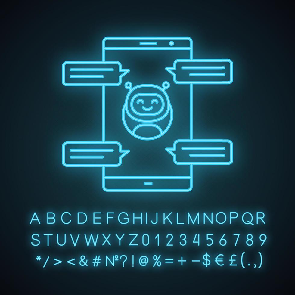 Chatbot with speech bubbles neon light icon vector