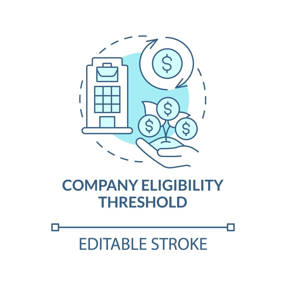 Company eligibility threshold blue concept icon vector