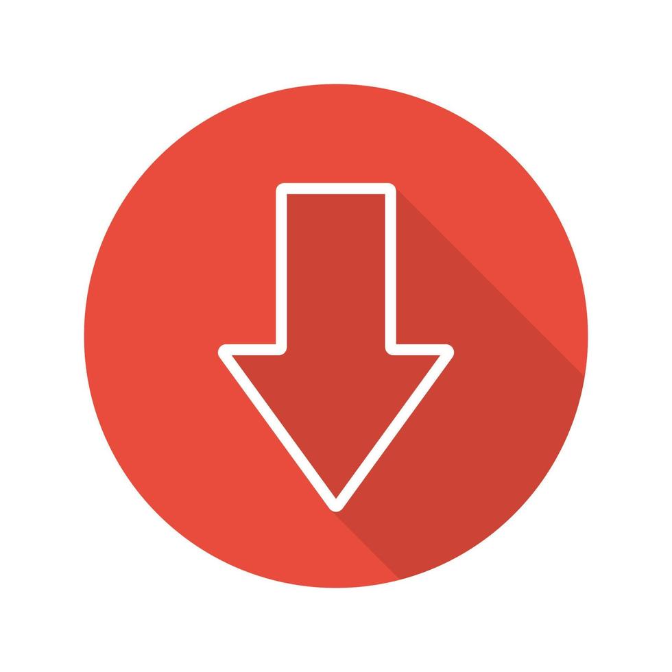 Download arrow flat linear long shadow icon. Vector outline symbol