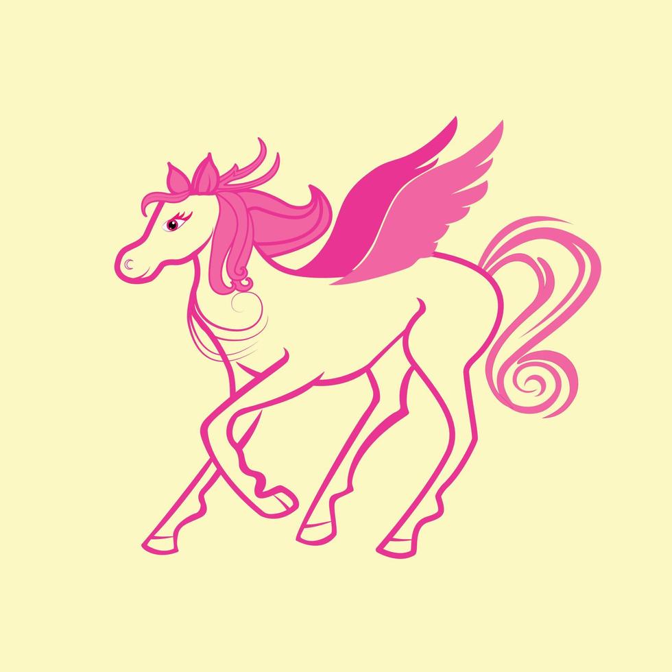 lindo caballo rosa pegaso vector