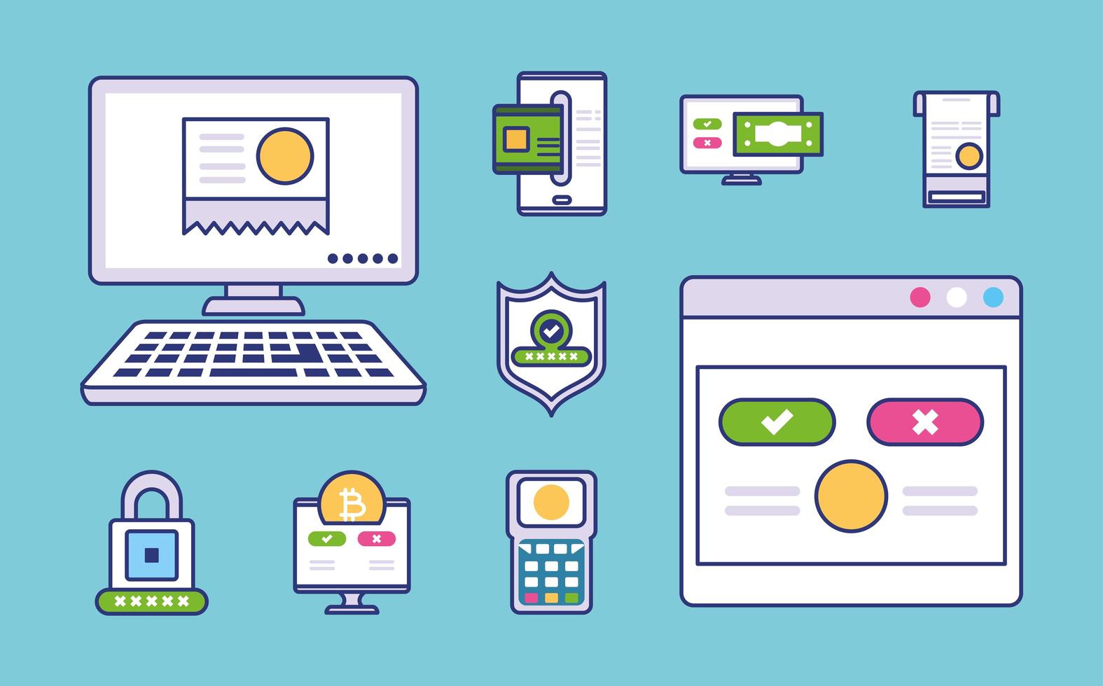 set of online payment method vector