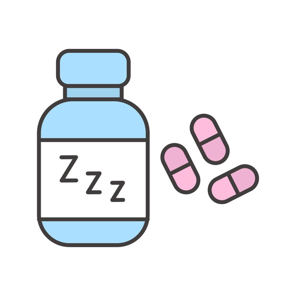 pastillas para dormir icono de color. soporífero. ilustración vectorial aislada vector