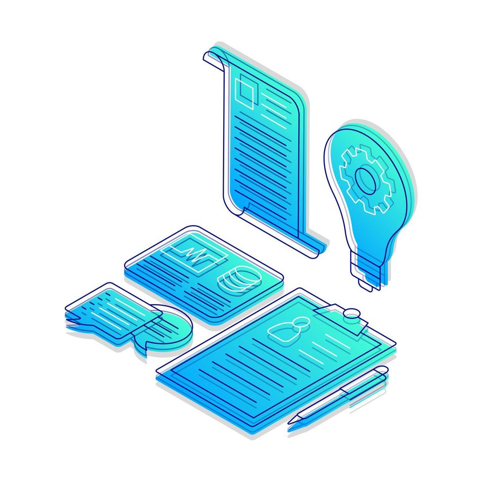 Business analytics isometric color vector illustration