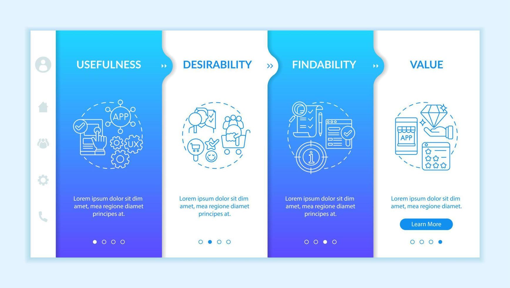 UX principles onboarding vector template