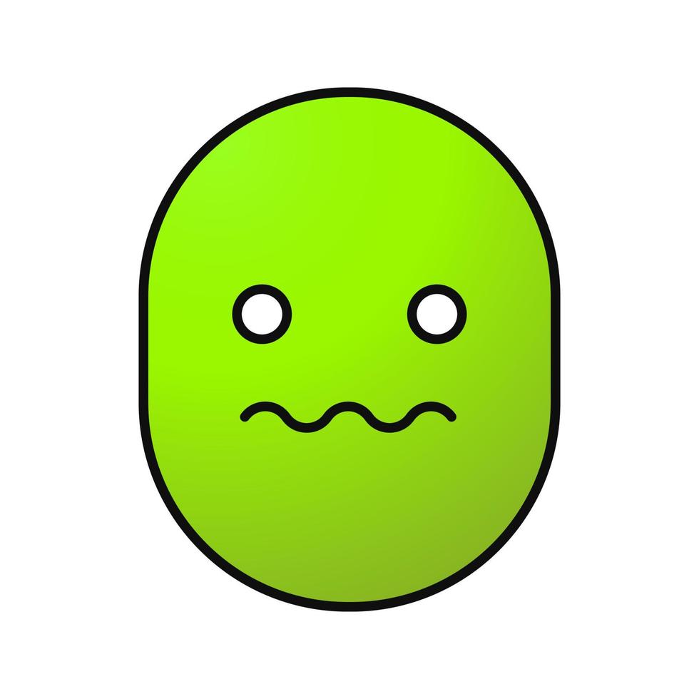 Worried smiley color icon. Confused face. Isolated vector illustration