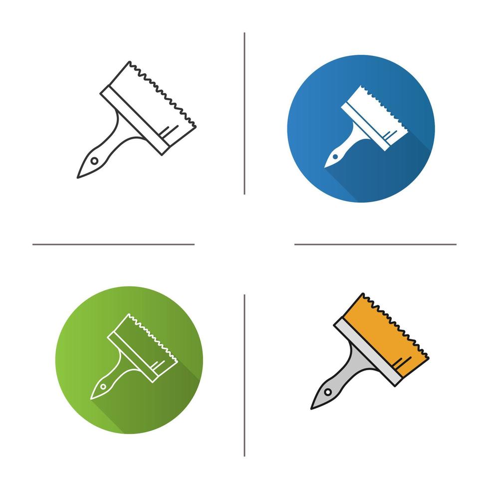 Big paint brush icon. Flat design, linear and color styles. Isolated vector illustrations