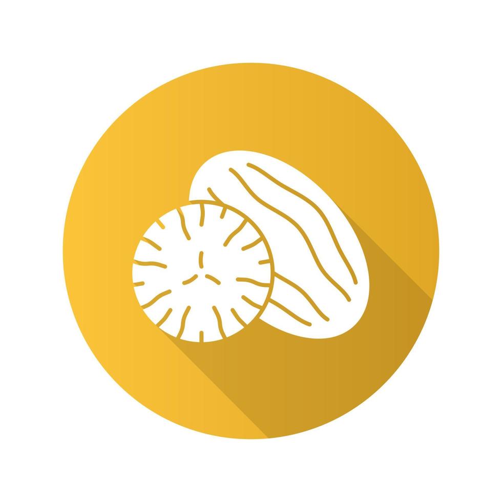 Nutmeg flat design long shadow glyph icon. Mace spice. Vector silhouette illustration