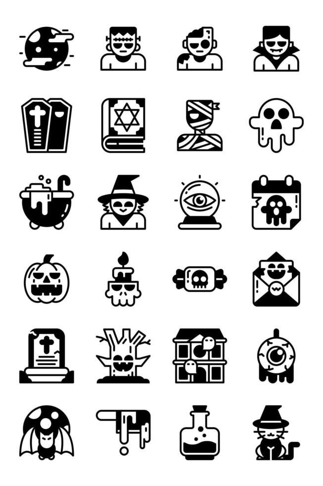 conjunto de iconos de estilo sólido de halloween vector