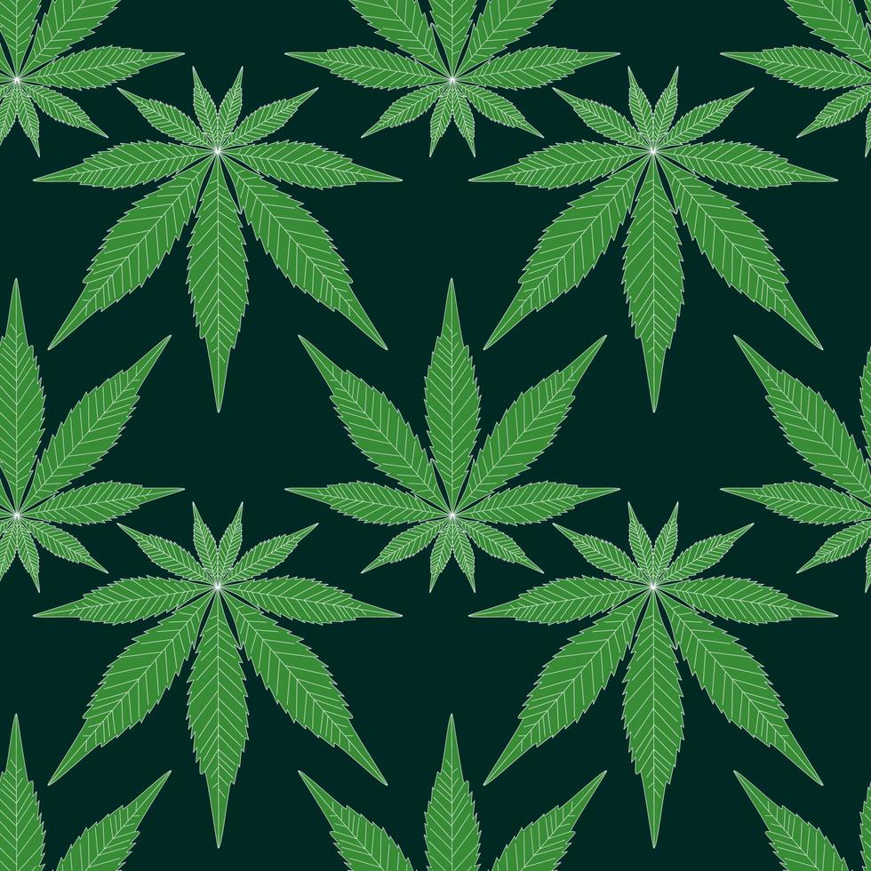 hemp leaf seamless pattern green. marijuana grass pattern vector