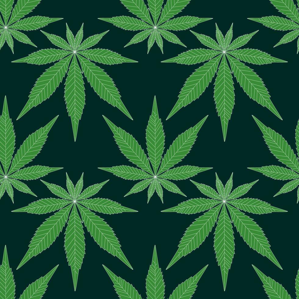 hemp leaf seamless pattern green. marijuana grass pattern vector