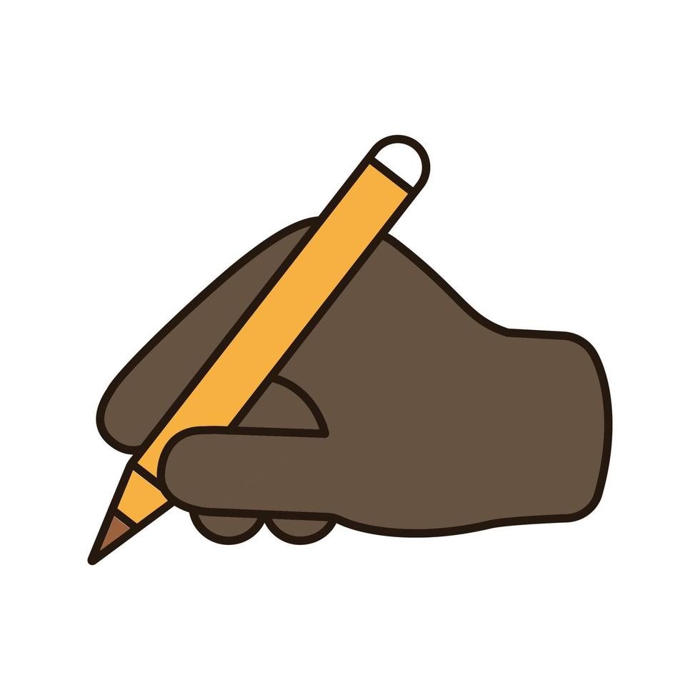 icono de color de mano de escritura vector