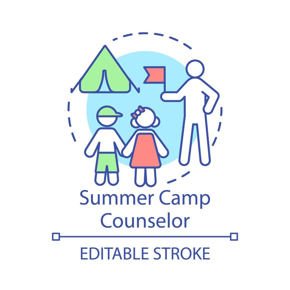 Summer camp counselor concept icon. Seasonal job idea thin line 