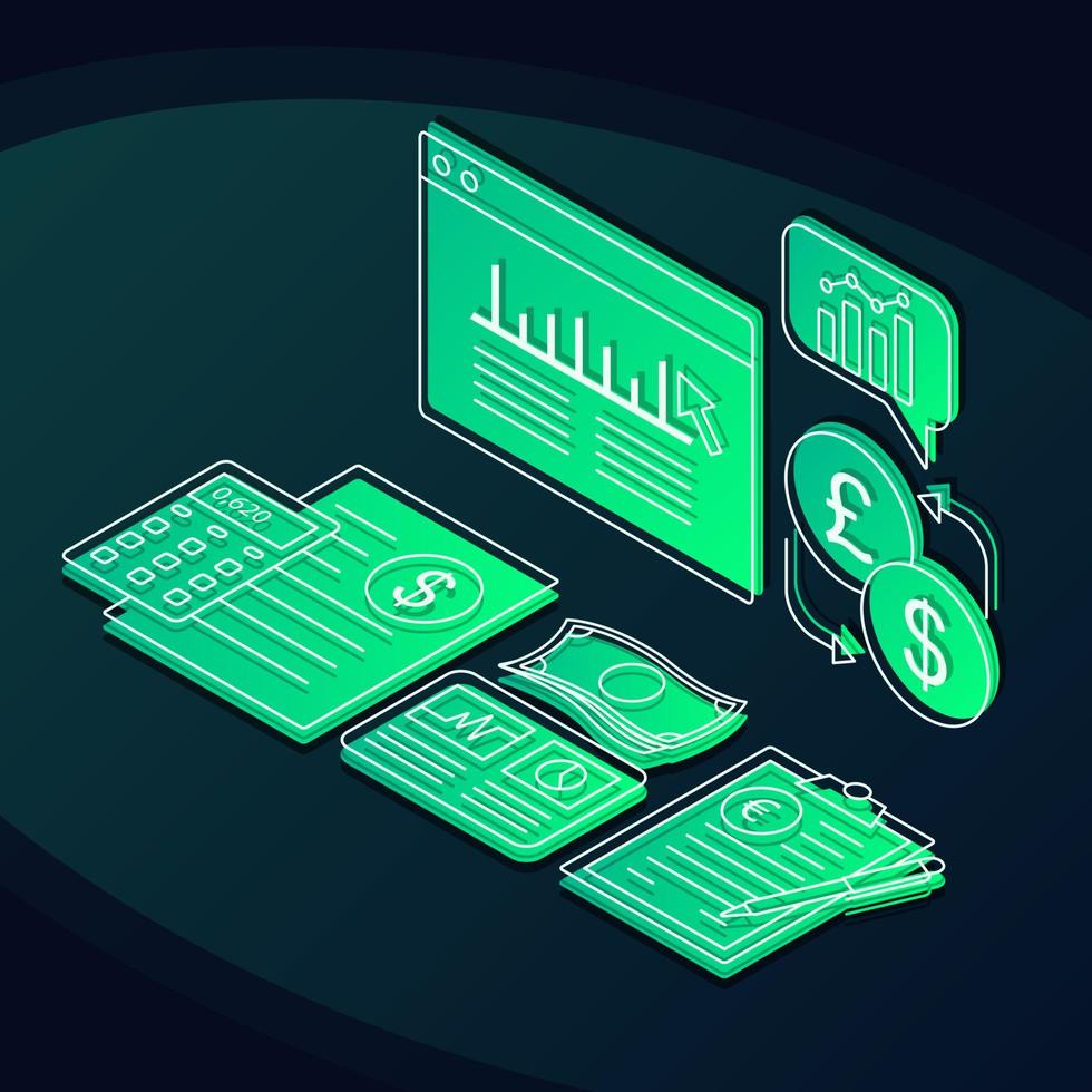 Financial management isometric color vector illustration