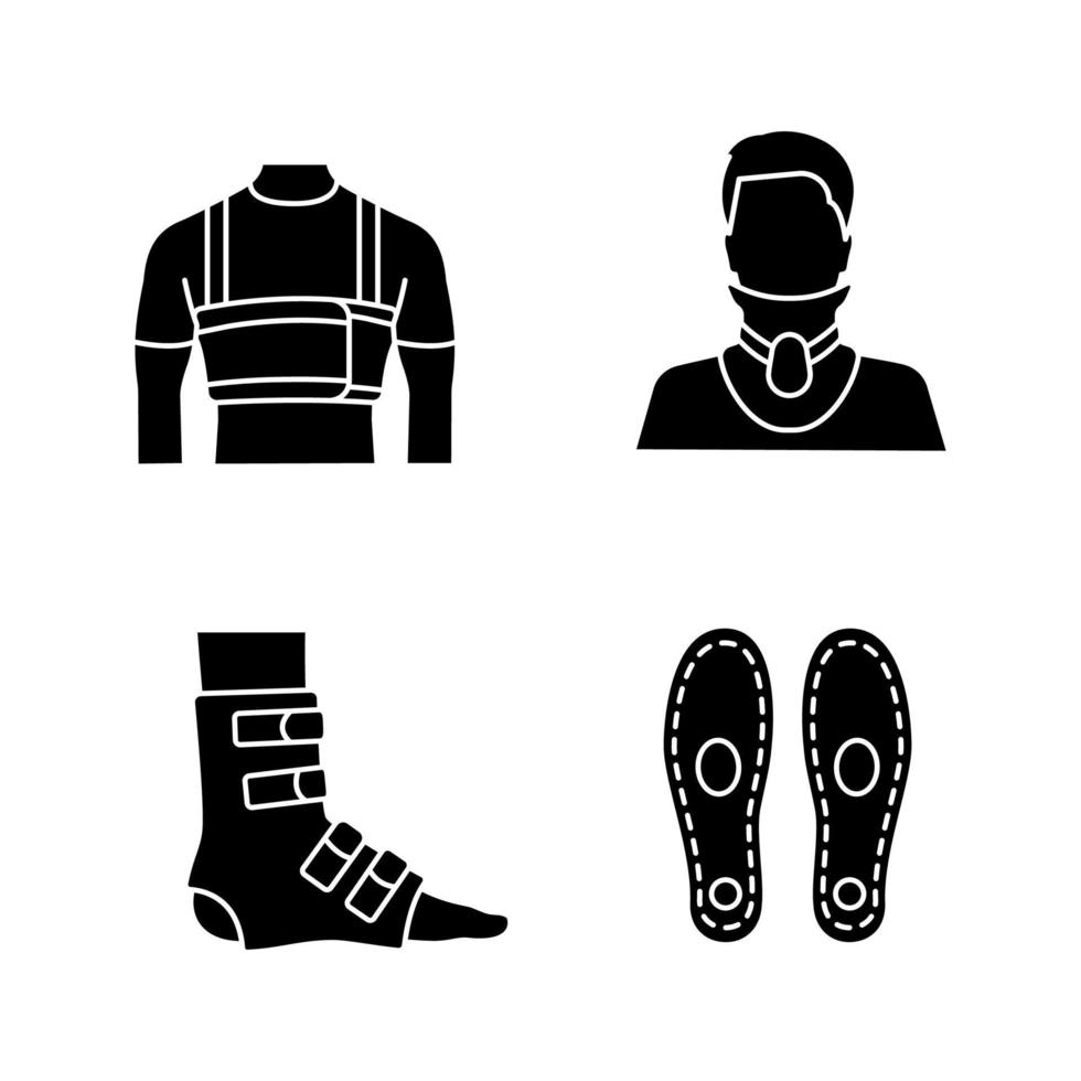 Trauma treatment glyph icons set vector