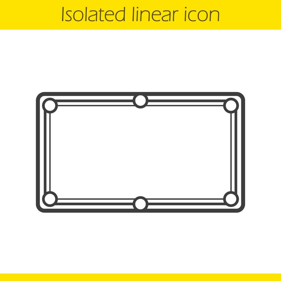 icono lineal de mesa de billar. Ilustración de línea fina. símbolo de contorno. dibujo de contorno aislado vectorial vector