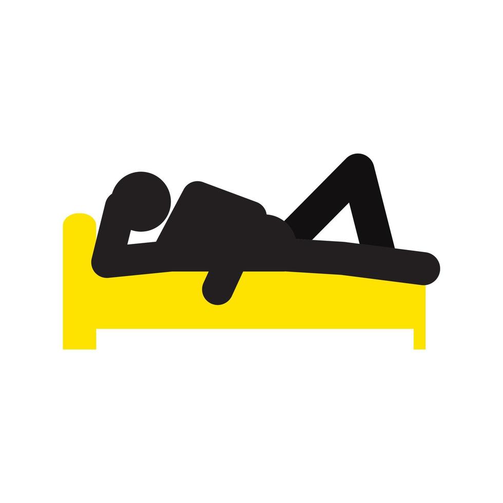 Man lying in bed silhouette icon. Taking rest. Relaxing. Isolated vector illustration