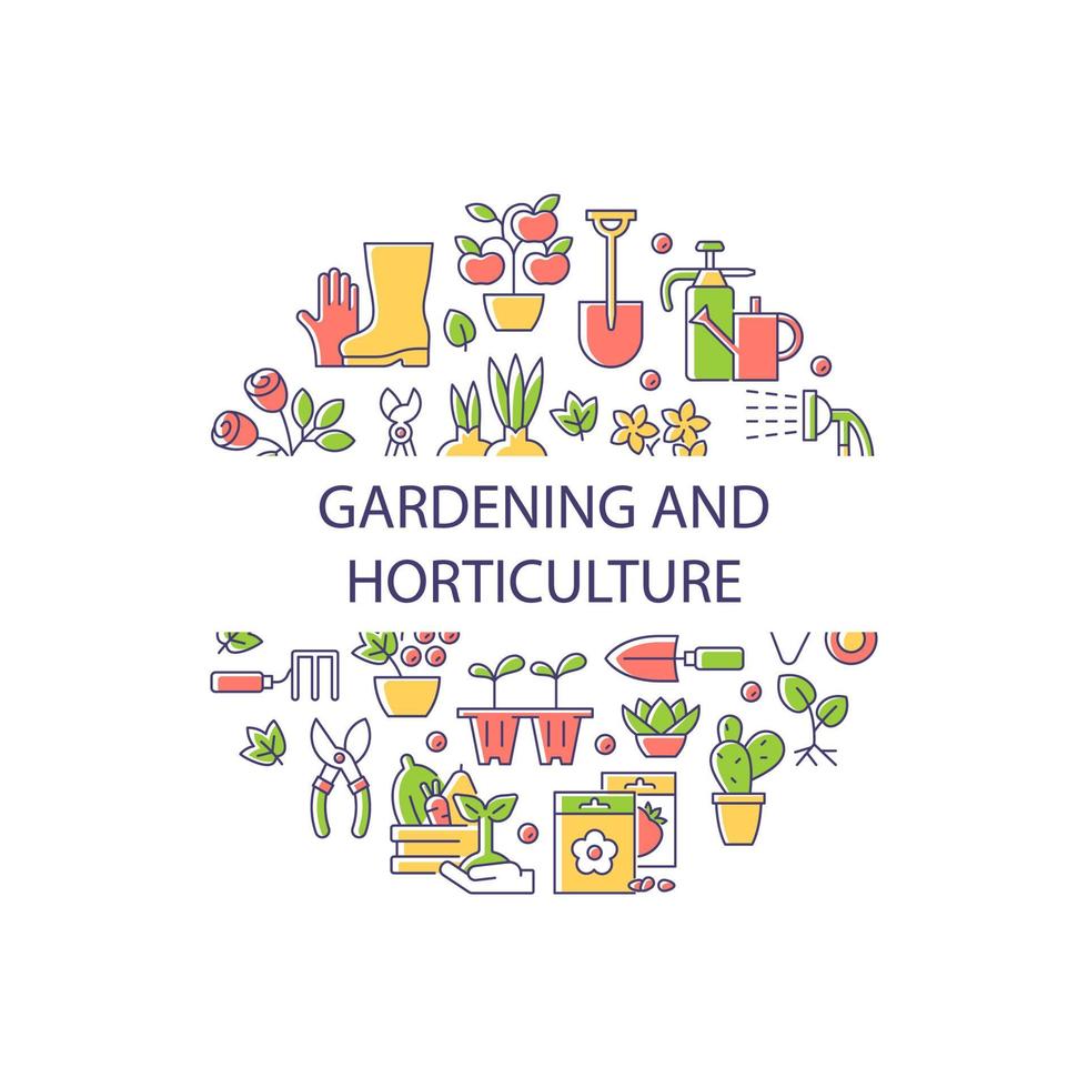 Gardening and horticulture abstract color concept layout with headline vector