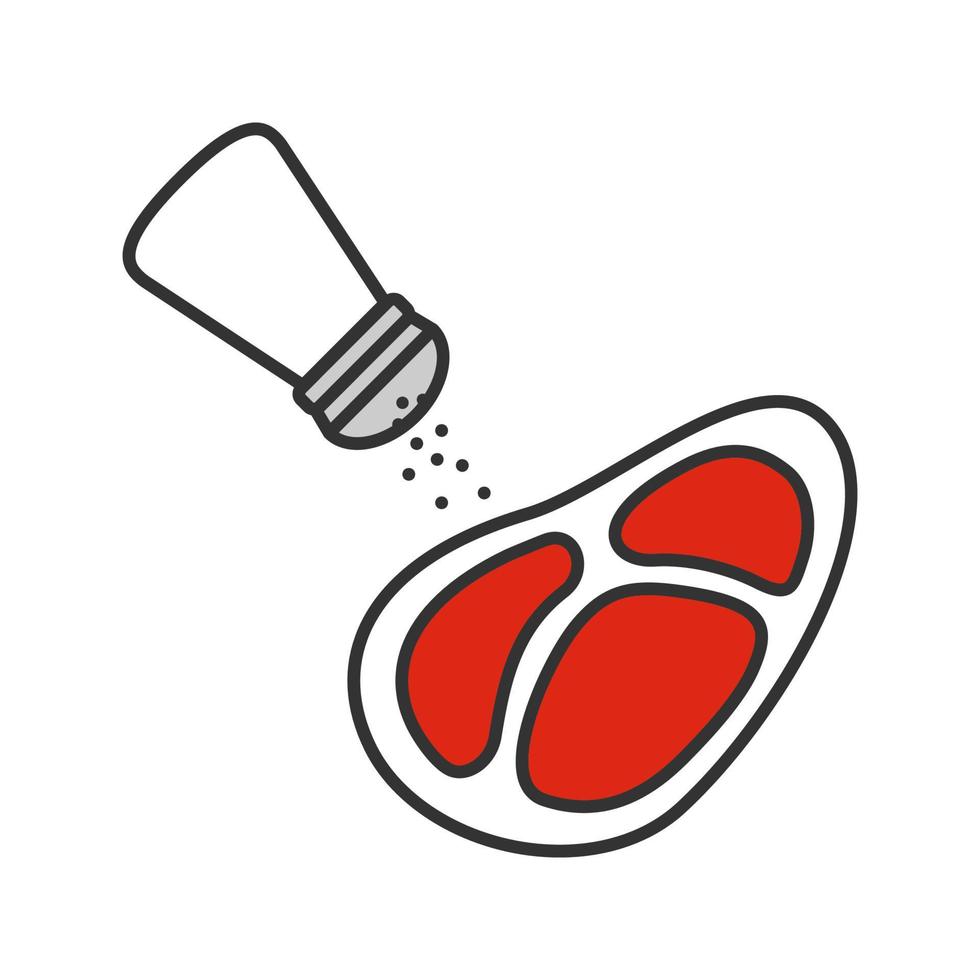 Salting steak color icon vector