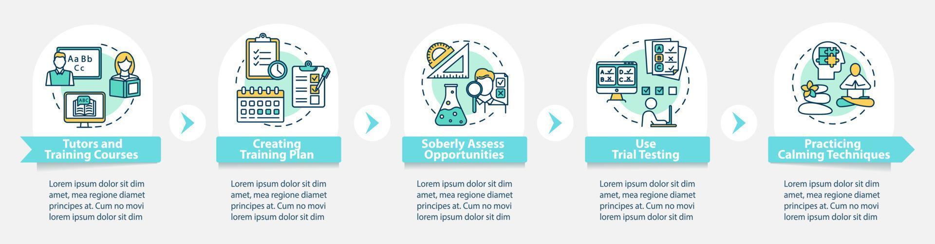 University entrance vector infographic template. Business presentation design elements. Data visualization with 5 steps and options. Process timeline chart. Workflow layout with linear icons