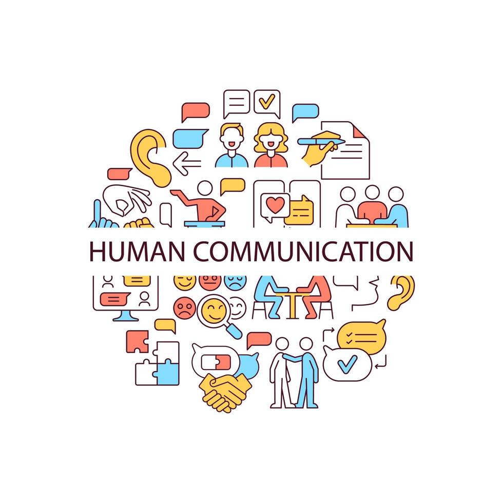 Human communication abstract color concept layout with headline vector