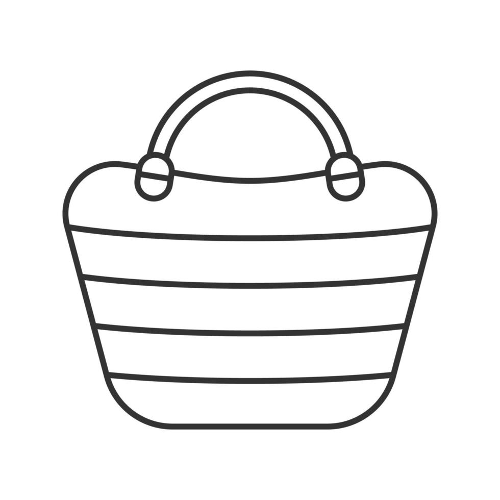 Beach bag linear icon. Thin line illustration. Beach tote. Contour symbol. Vector isolated outline drawing