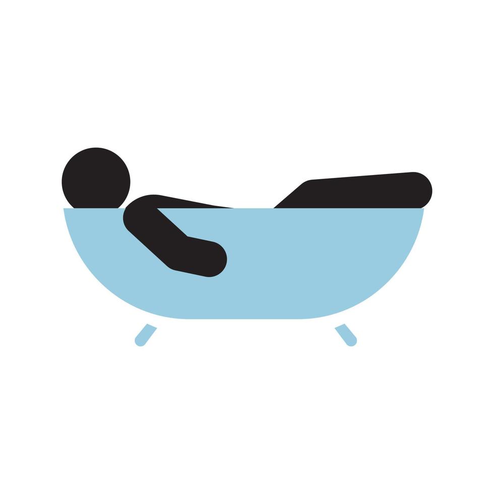 Man taking bath silhouette icon. Relaxing. Hygienic procedures. Isolated vector illustration