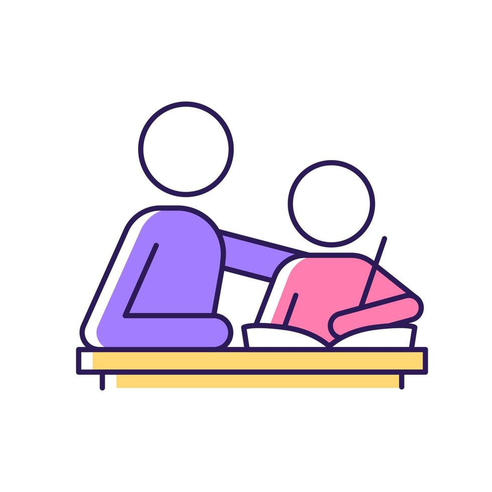 Helping with homework RGB color icon vector