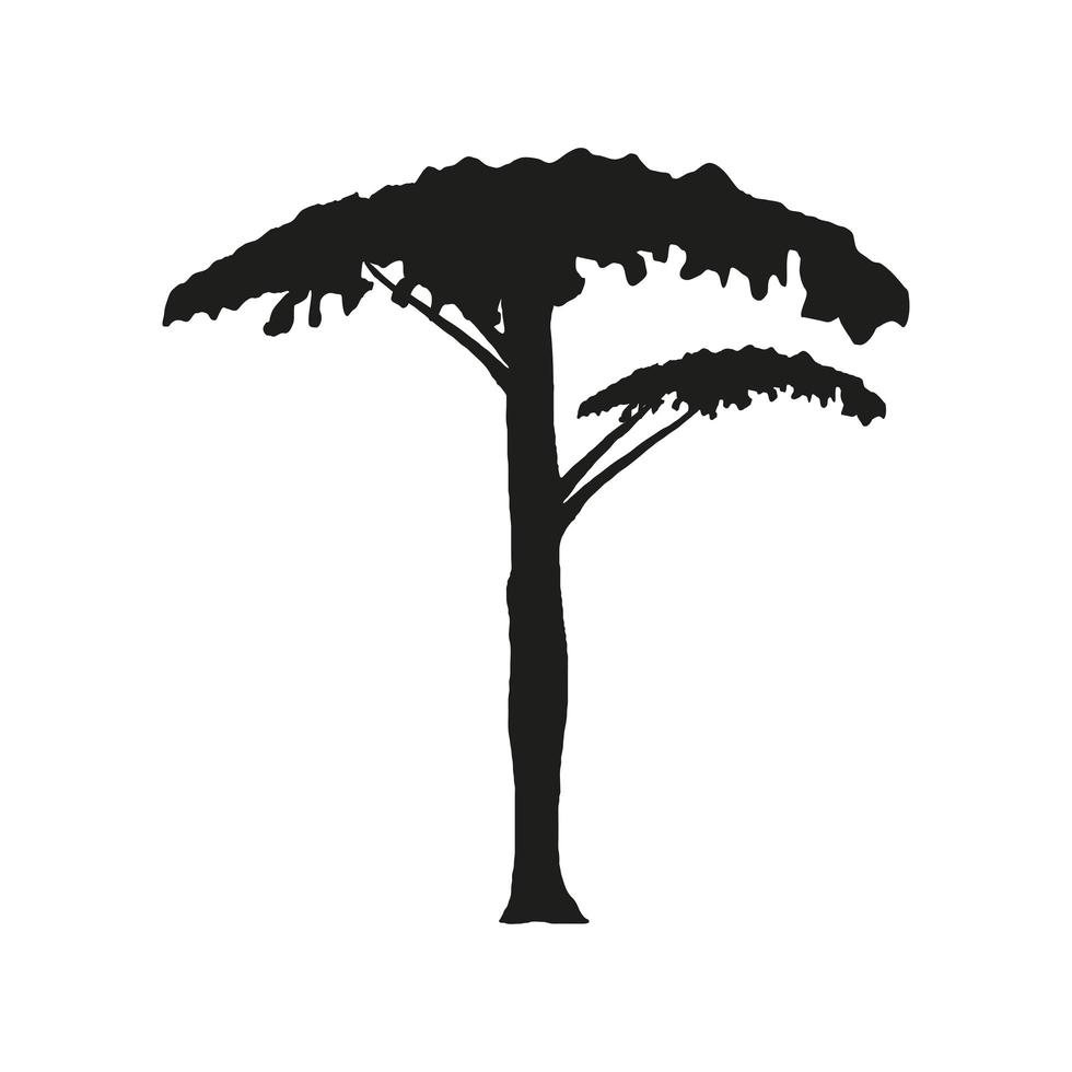 silueta de árbol de hoja caduca vector