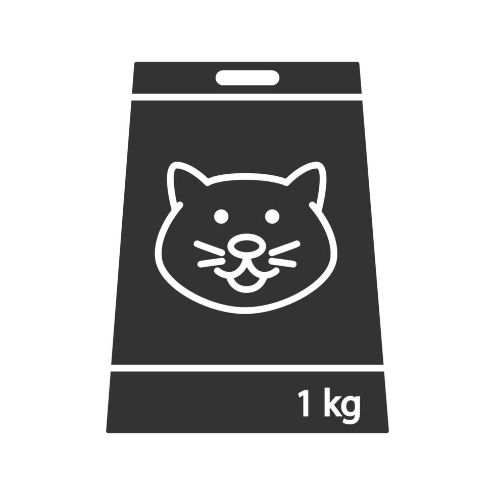 Pet nutrition glyph icon. Cat's food. Silhouette symbol. Negative space. Vector isolated illustration