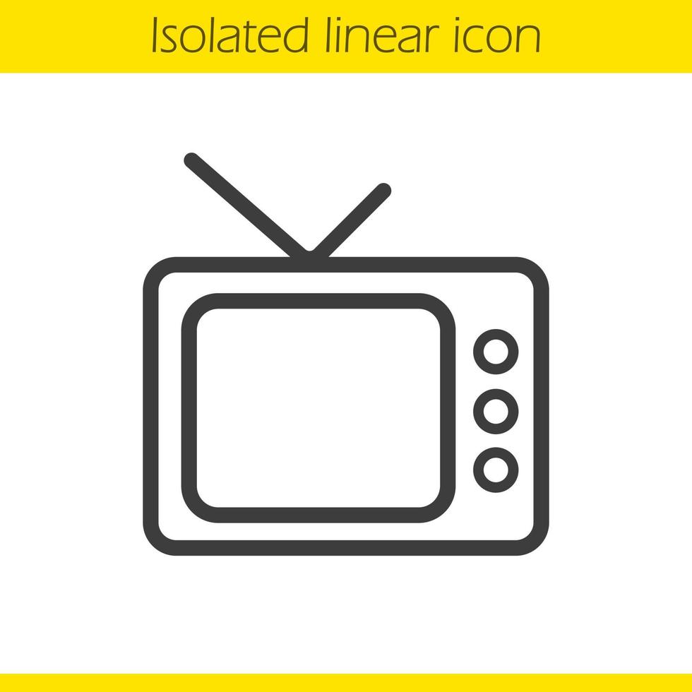 Retro TV set linear icon. Thin line illustration. Television contour symbol. Vector isolated outline drawing