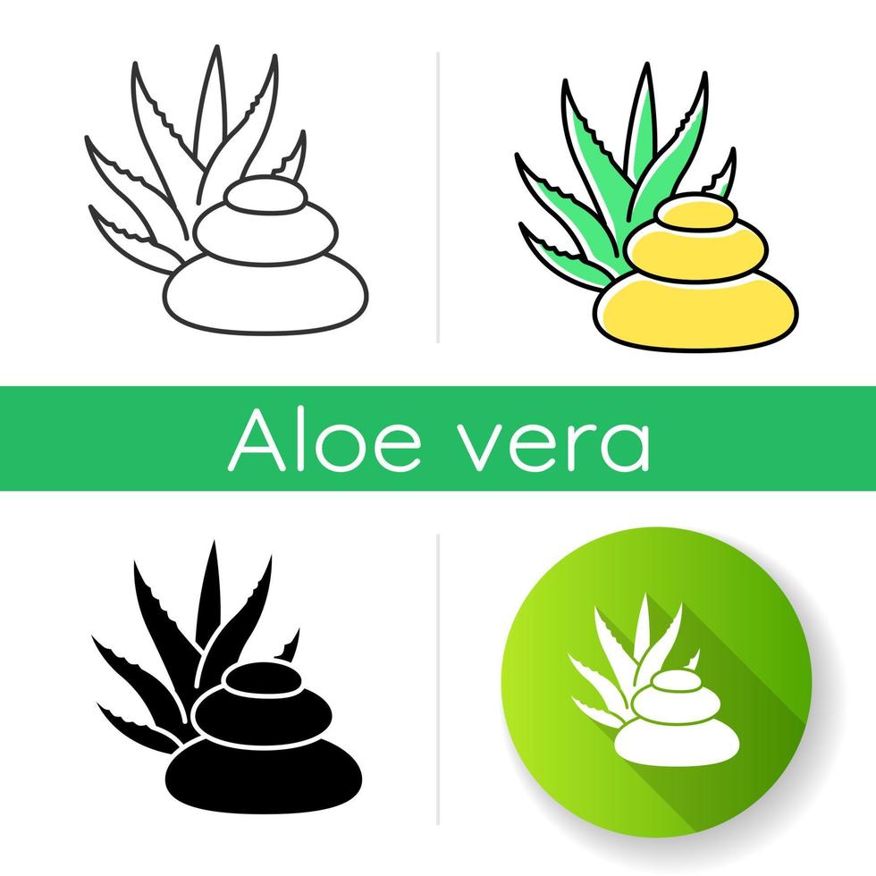 icono de tratamiento de spa. cuidado de la piel con hierbas medicinales. cosmetología y dermatología. terapia basada en plantas orgánicas. salón de belleza. Estilos lineales de color negro y rgb. ilustraciones vectoriales aisladas vector