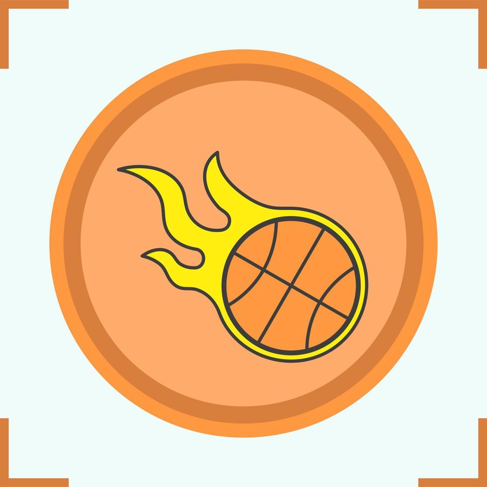 Icono de color de pelota de baloncesto ardiente. ilustración vectorial aislada vector